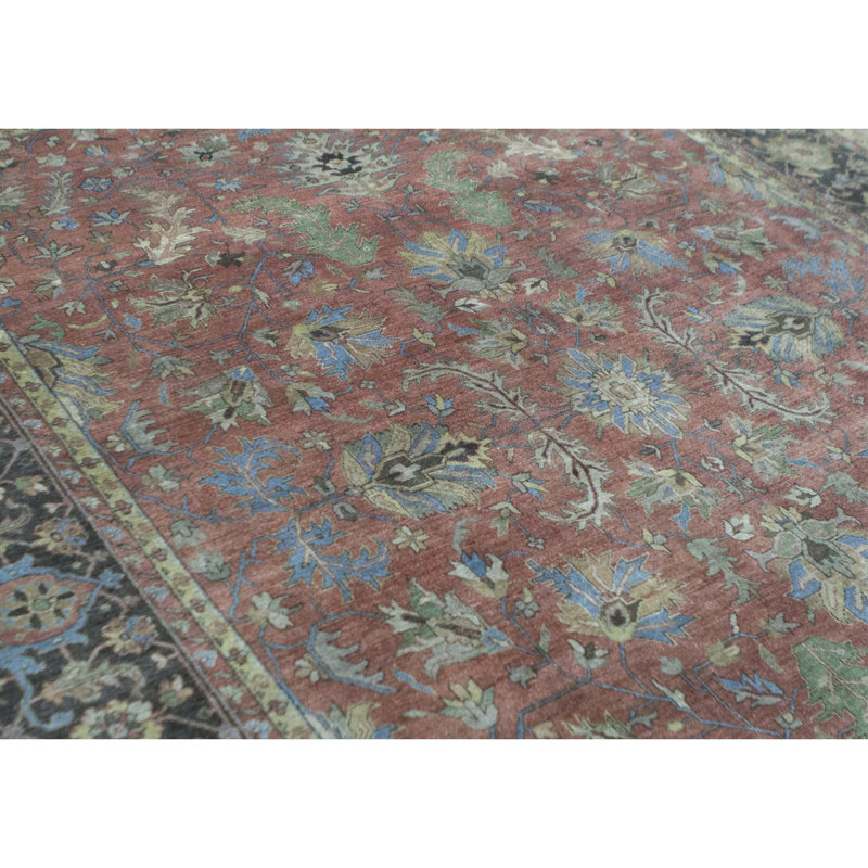 Oriental Area Rug in Pink/Charcoal, Rectangle 7'10" x 9'10"
