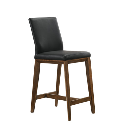 Upholstered Counter Stool with Solid Wood Frame