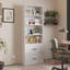 Vitrine blanche avec 2 tiroirs 2 tiroirs et 2 prises USB 2