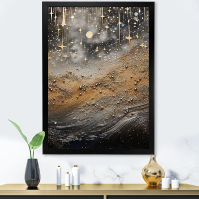 Constellation étoilée or et noir I - Collages abstraits sur toile