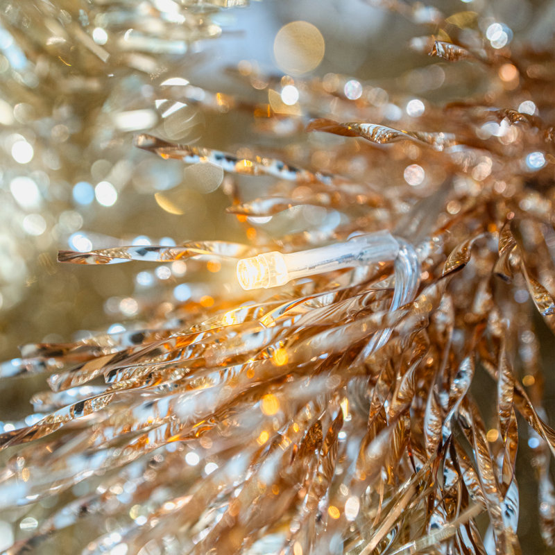 CHAMPAGNE TWISTED TINSEL - 7.5ft Christmas Tree with 8 Function Lights