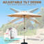 Parasol d'extérieur 9 pi - Résistant, imperméable, de construction, pour le jardin, la terrasse, la cour, la piscine (protection beige, poteau et nervures,