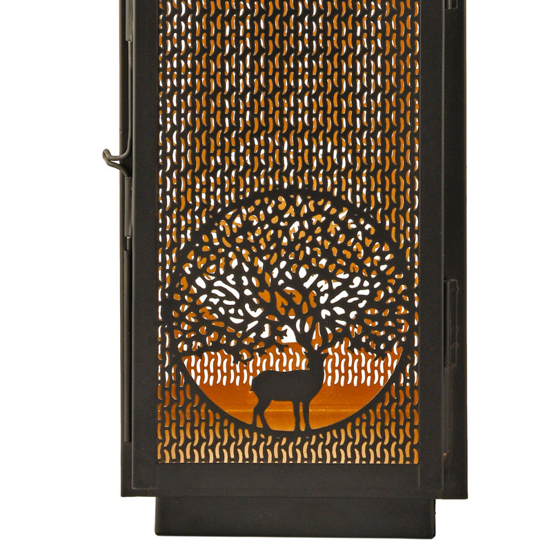 Metal Tabletop Lantern, 15.5" H x 5.5" W x 5.5" D