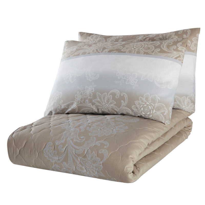 Cotton Damask Coverlet Set