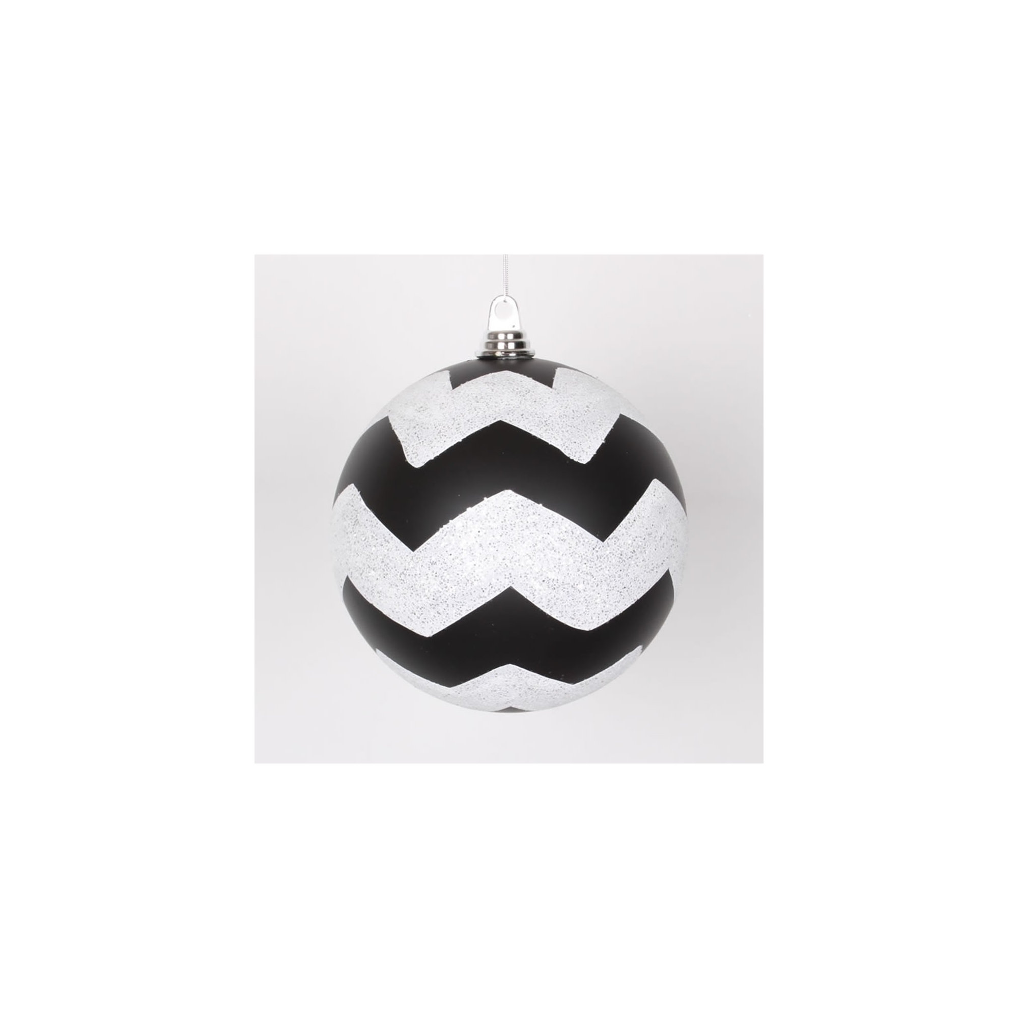 Chevron Shatterproof Christmas Ball Ornament, 7.87" H x 7.87" W x 8.27" D, Black / White