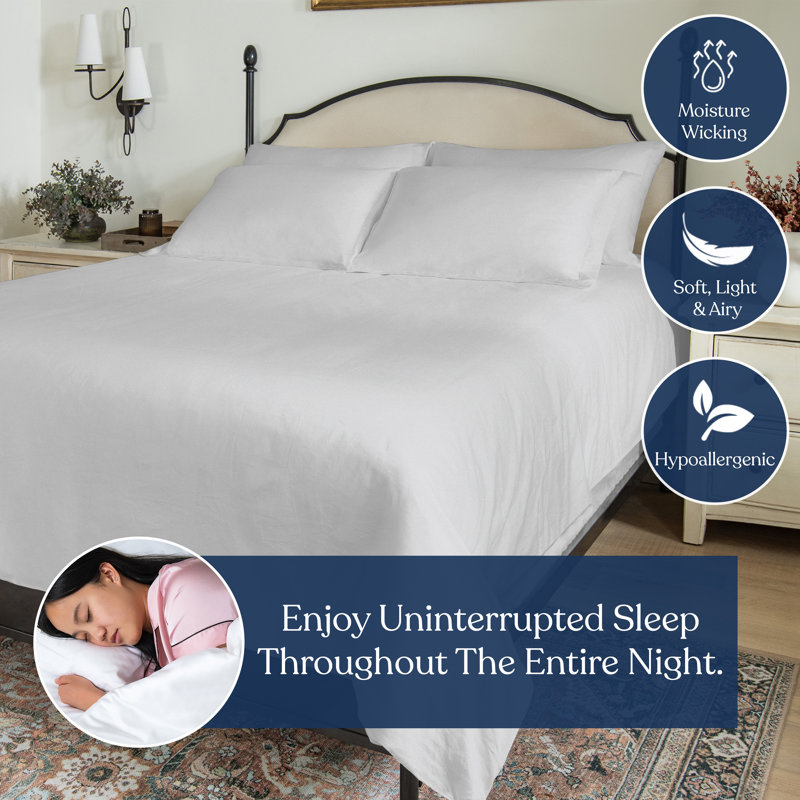 Percale Pillowcase 100% Organic Cotton Percale, 400 Thread Count GOTS Certified, Smooth & Moisture-Wicking, King Pillowcase