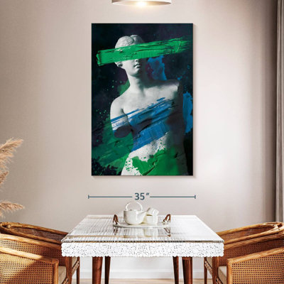 Leisha Venus De Milo, bleu, vert, peinture, portrait