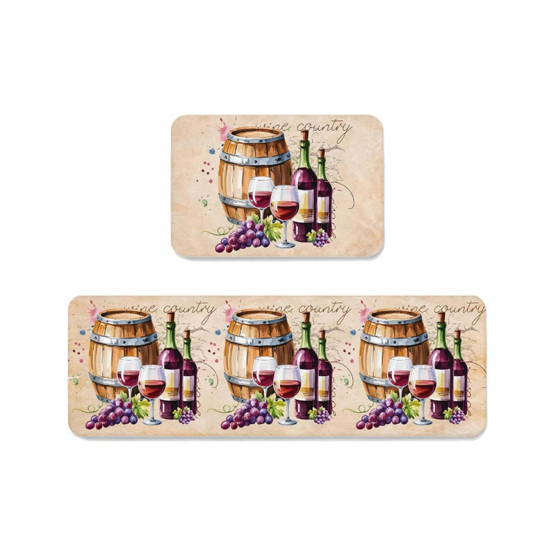 Ensemble de 2 tapis de cuisine beige à aquarelle, pour la cuisine et le coin-repas
