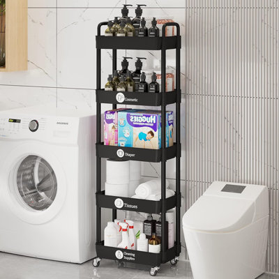 5-Tier Rolling Cart with Wheels,Multifunction Utility Storage carts, Kitchen Storage Organizer,Mobile Shelving Unit