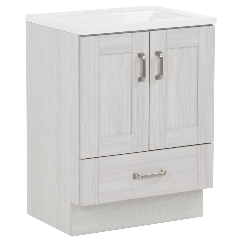 24.5" Single Bathroom Vanity With Cultured Marble Top, Elm Sky