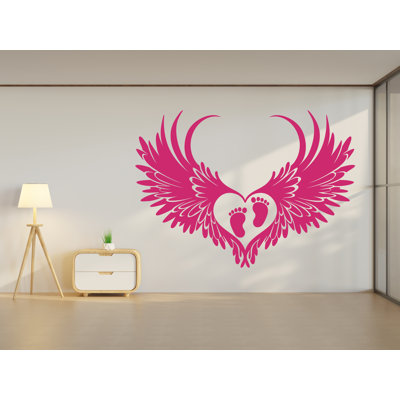 Baby Feet Angel Wings Gender Reveal Wall Decor, Baby Wall Decals, Wall Art, Baby Stickers Bedroom Wall Vinyl Nursery Wall Decals Art 390RS