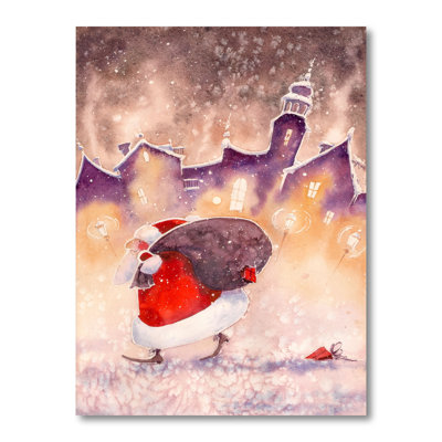 Illustration de Noël du père Noël, reproduction d'art sur toile