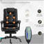 Fauteuil de bureau à massage à 7 points de vibration, fauteuil de direction haut dossier avec support lombaire, repose-pieds, hauteur réglable, noir-1445051057