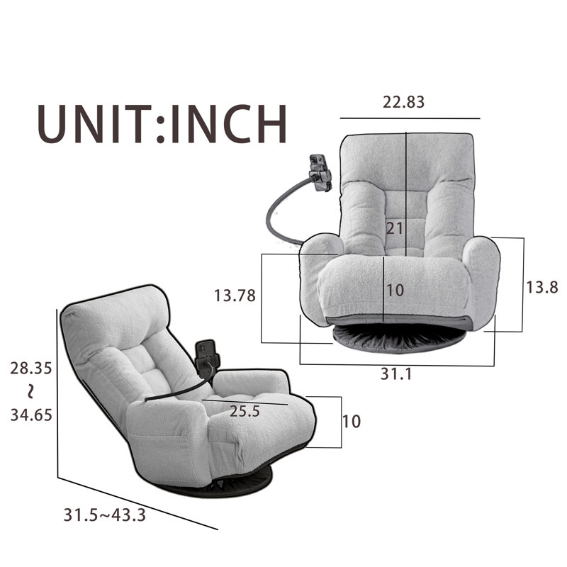 Wyatt 360° Rotatable Adjustable Recliner with Head & Waist Support, Green