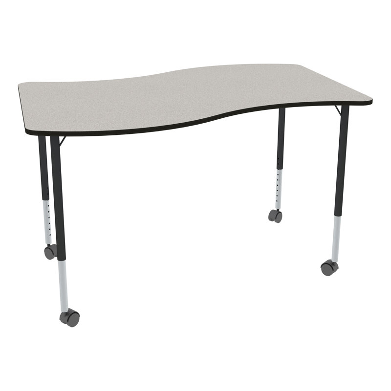 Table d'activité à hauteur ajustable avec roulettes Structure Series Wave, L 48 po x l 30 po, gris, Noir / Noir