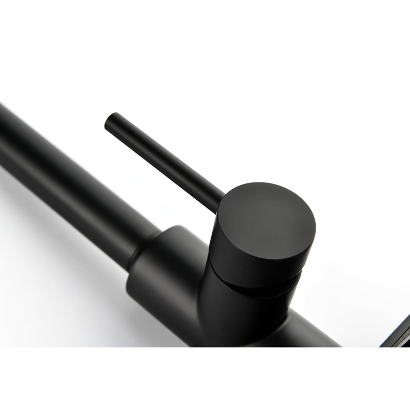 Robinet de cuisine noir mat avec douchette rétractable, acier inoxydable, buse rotative à 360 °, deux options de débit d'eau, gestion de la température et du débit sans effort, rétractable en acier, finition, modes, pratique