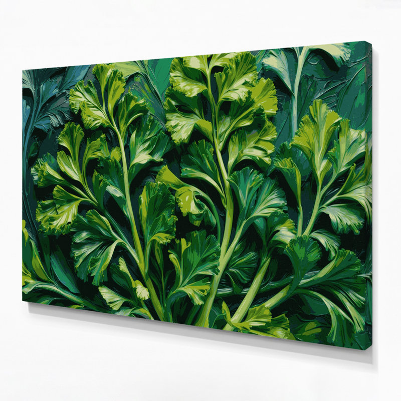 Art mural sur toile botanique vert persil, H 20 po x l 24 po