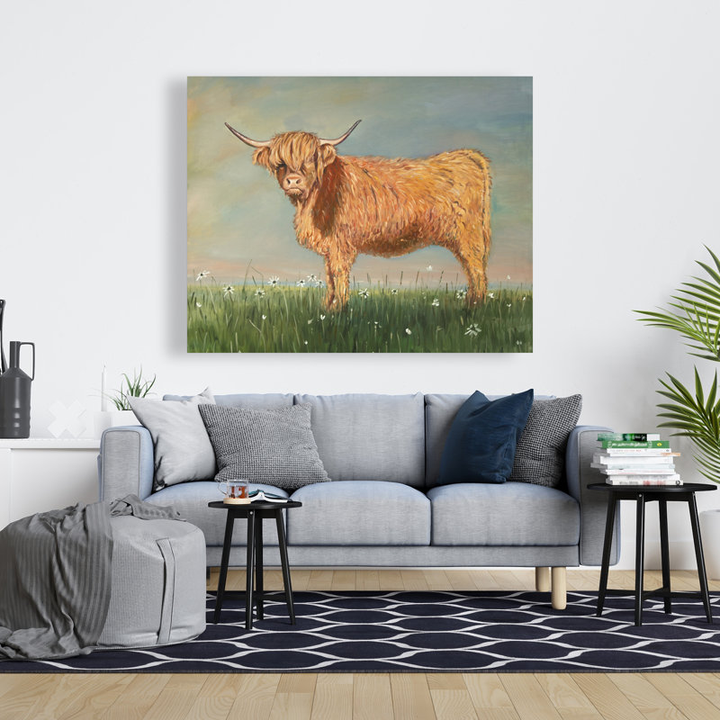 Daisy the Highland Cow - toile de campagne brune pour la décoration intérieure