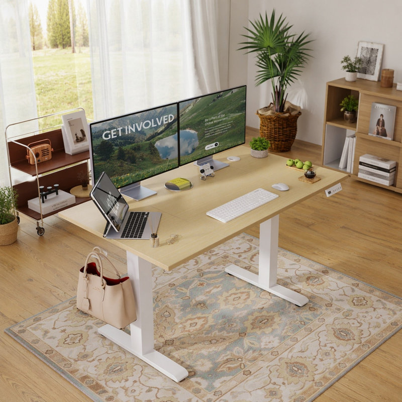 Bureau électrique debout à hauteur réglable avec contrôleur de mémoire, gestion des câbles et crochet pour casque d'écoute