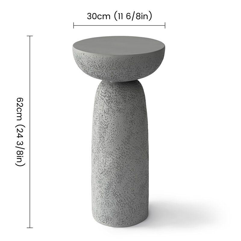 Sleek Cylinder Sandstone Side Table, Gray