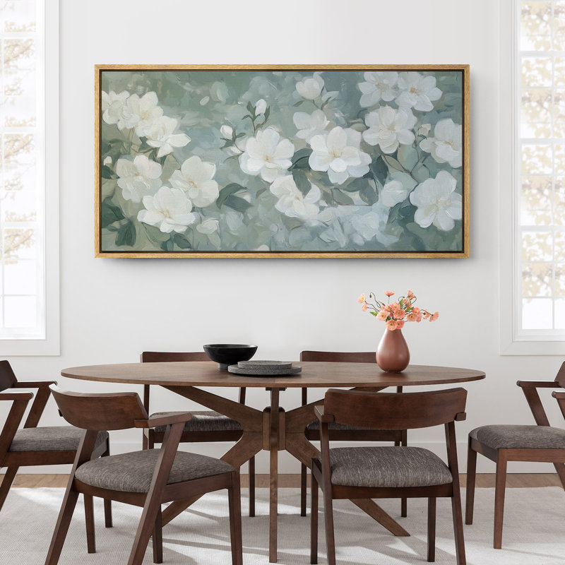 Art de chambre à coucher de fleurs de magnolia, photos murales florales vertes, impression numérique sur toile giclée sur toile