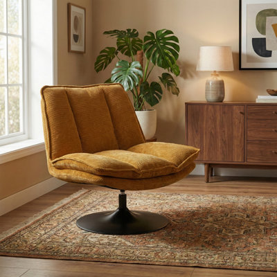Corduroy Upholstered Swivel Accent Chair