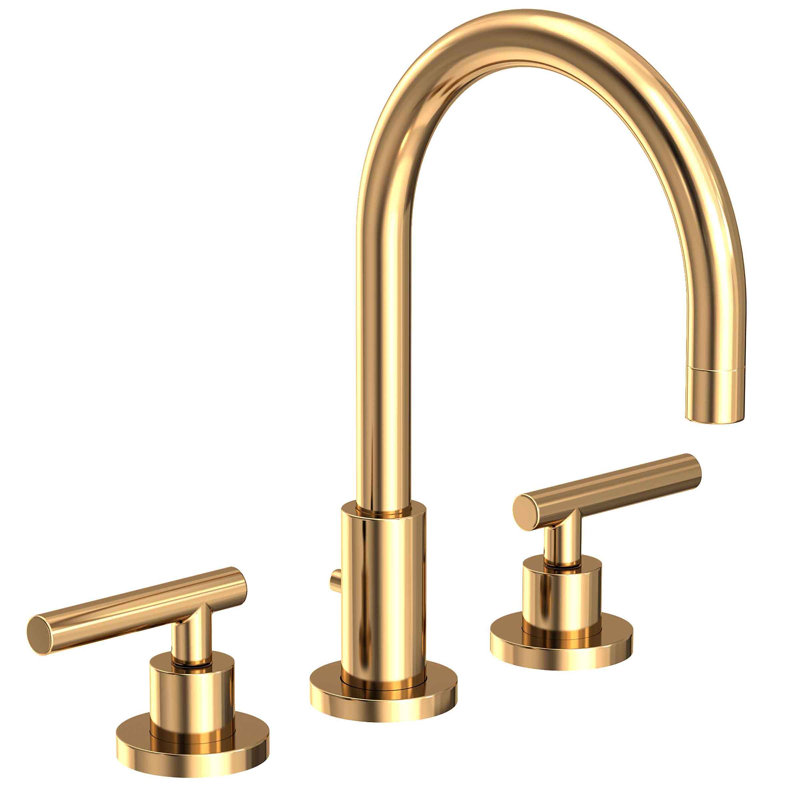 East Linear Widespread Bathroom Faucet with Drain Assembly, Uncoated Polished Brass