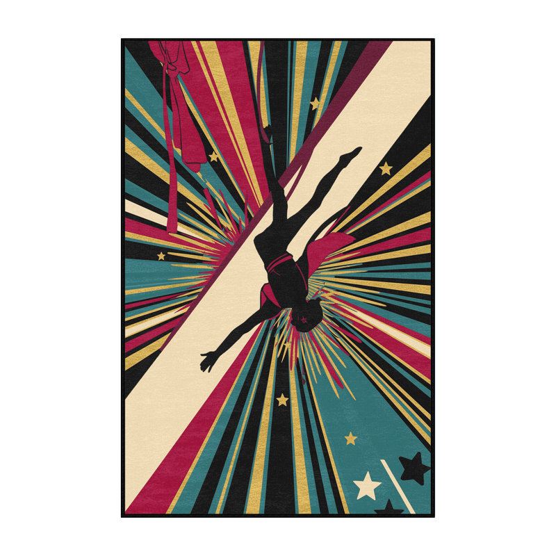 Tapis noir éclectique à motif de cirque éclectique lavable à la machine Osnat, 2 x 5