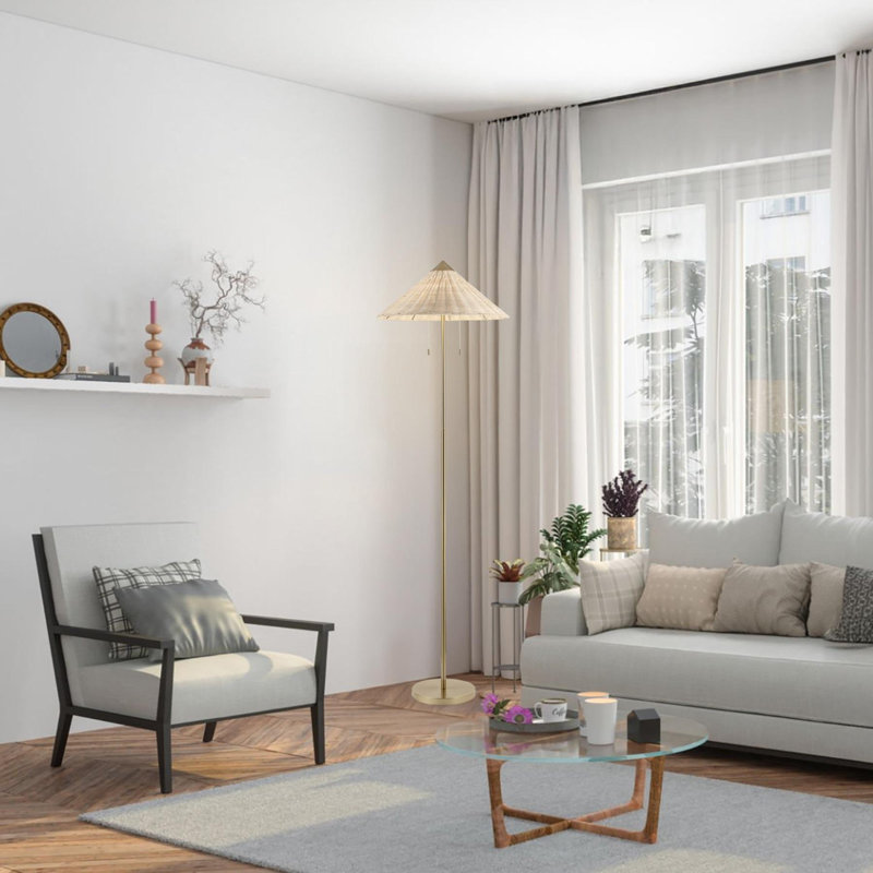 65.4" 2-Light Floor Lamp with Cone-Shaped Shade