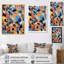 Carreaux de couleur orange bleu - tuile abstraite, art mural-250376589-250376590