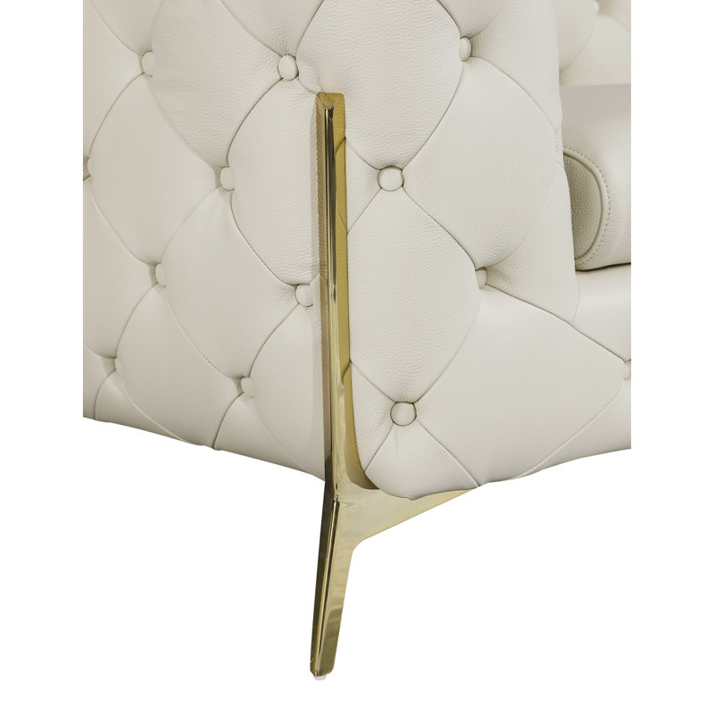 Canapé moderne 100% cuir italien Global United, Beige
