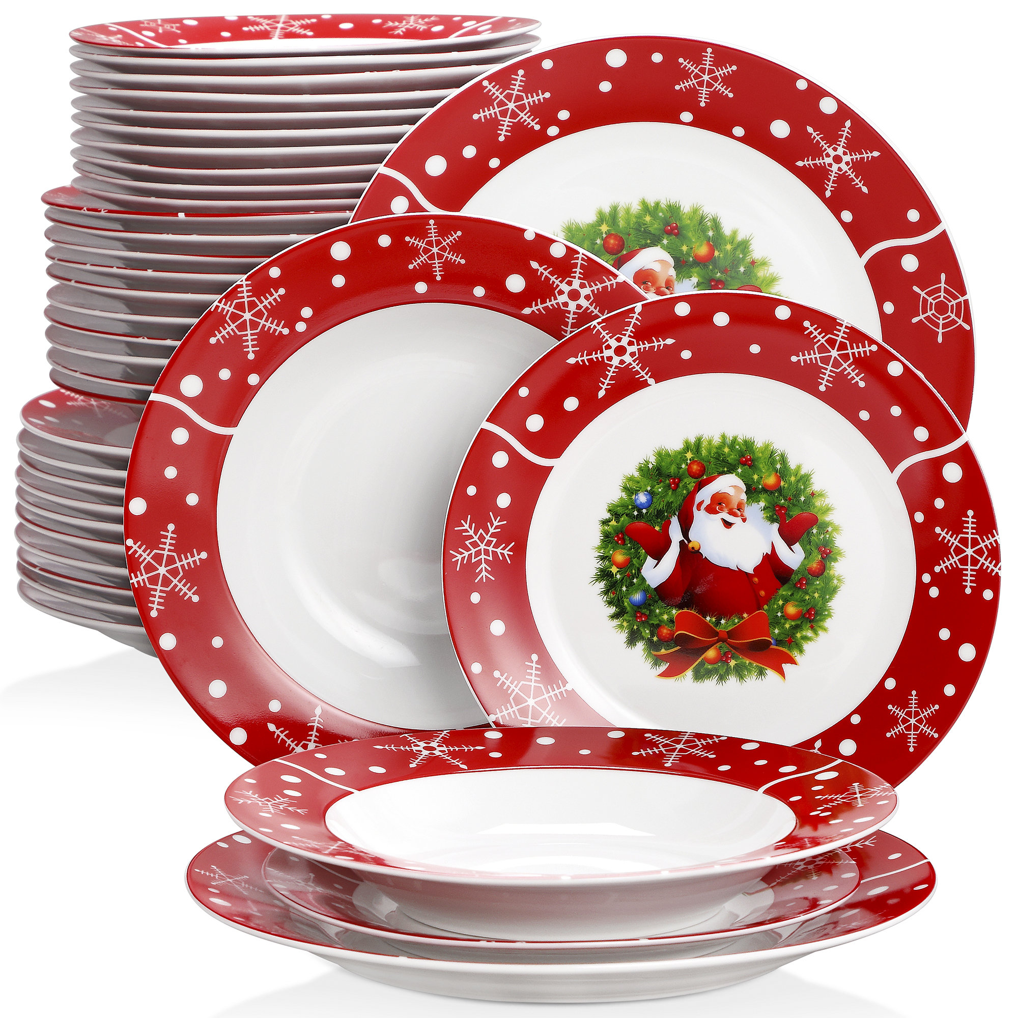 MALACASA Dishes Set for 4, 16 Piece Bone China White Plates and