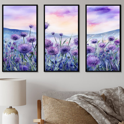 Minimalisme chardon Nature Florescence II - ensemble d'art sur toile champ de fleurs