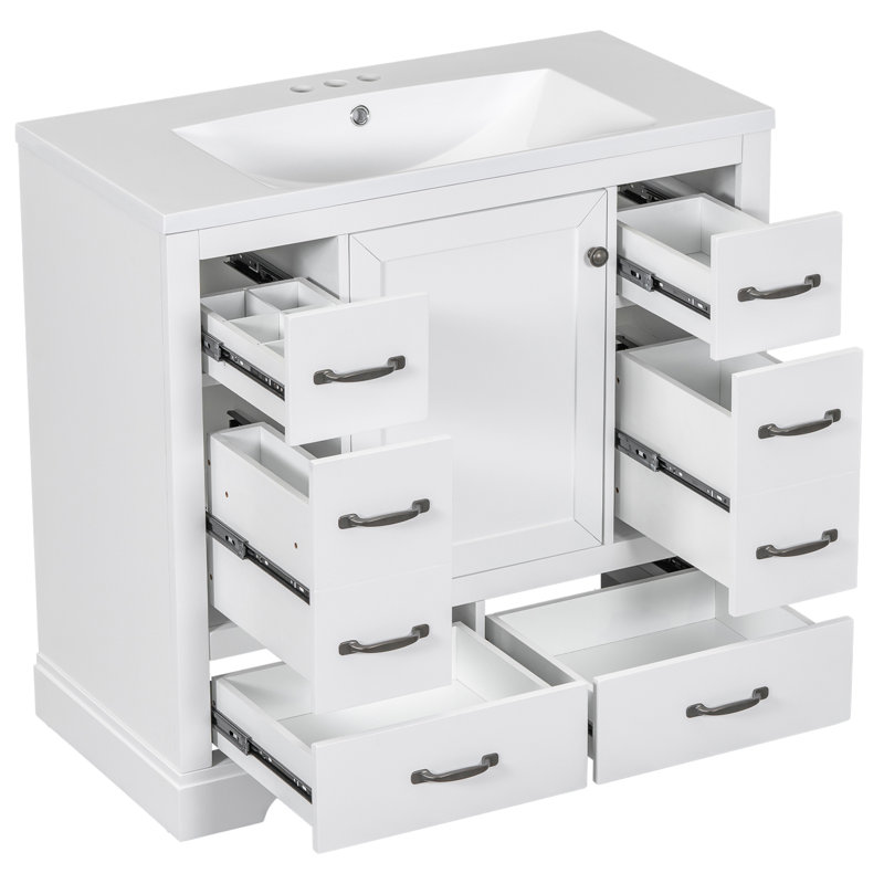 Meuble-lavabo sur pied simple 36 po avec plateau en céramique Bernando