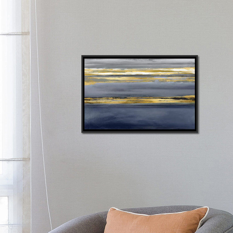 «Parallel Lines Noir», impression sur toile, H 18 po x l 26 po x P 1,5 po, Toile encadrée noire, Pas de tapis