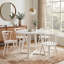 Ensemble de salle à manger 5 pièces en bois blanc avec table à tréteaux et 4 chaises Windsor
