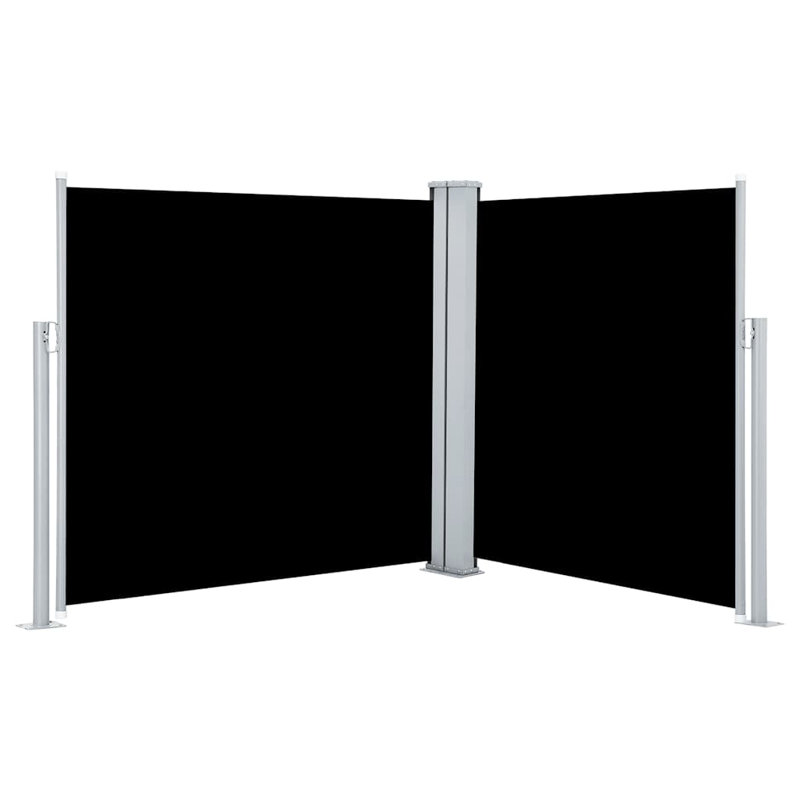 Paravent rétractable avec auvent pliant, Noir, H 47,2 po x l 236,22 po