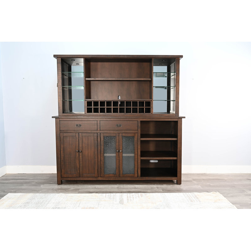 Karg 82.5'' Solid Wood Bar Cabinet, Dark Brown