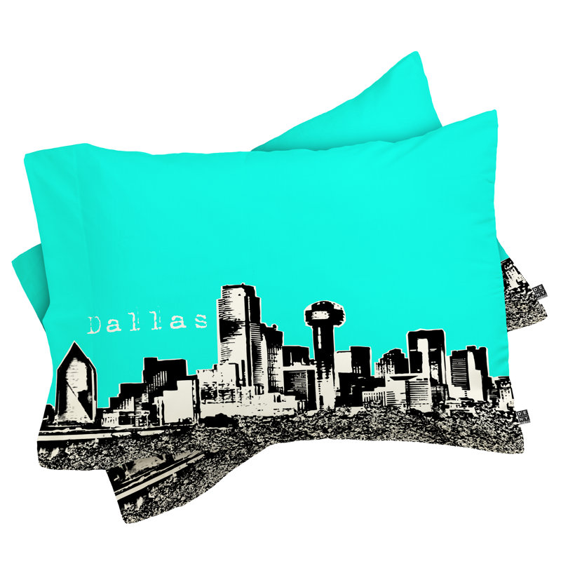 Bird Ave Dallas Pillowcase, Aqua, King