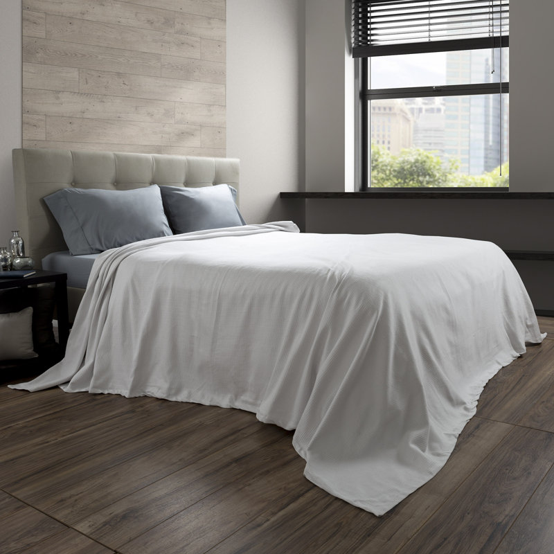 Couverture en coton , Blanc, Lit simple