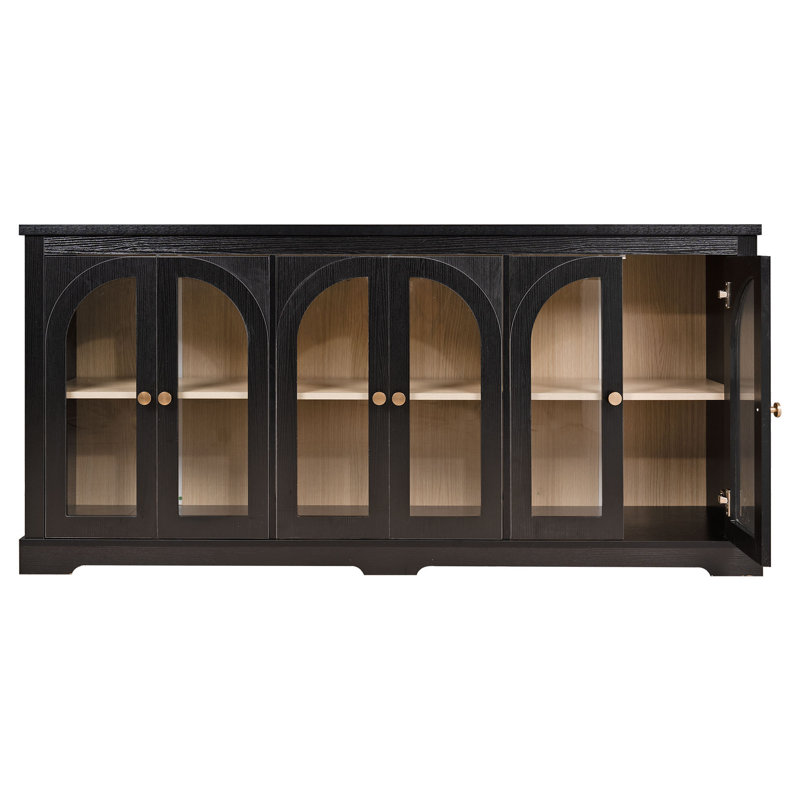 Buffet avec porte vitrée cintrée, Noir