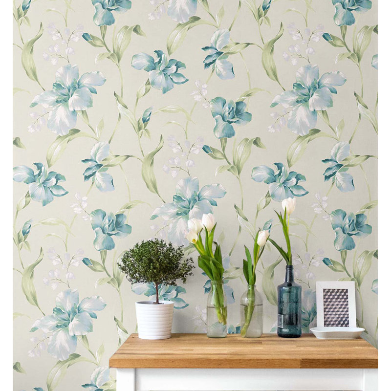 Blatce Floral Roll, Ecru/Celeste