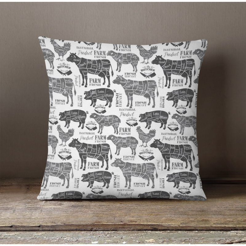 Throw Pillow With Insert, 20"H x 20"W, White/Gray 3