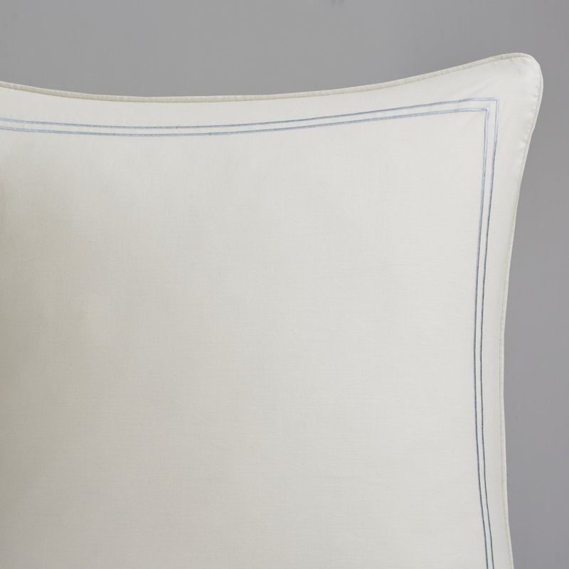 Ivory Cotton Satin Embroidered Euro Sham