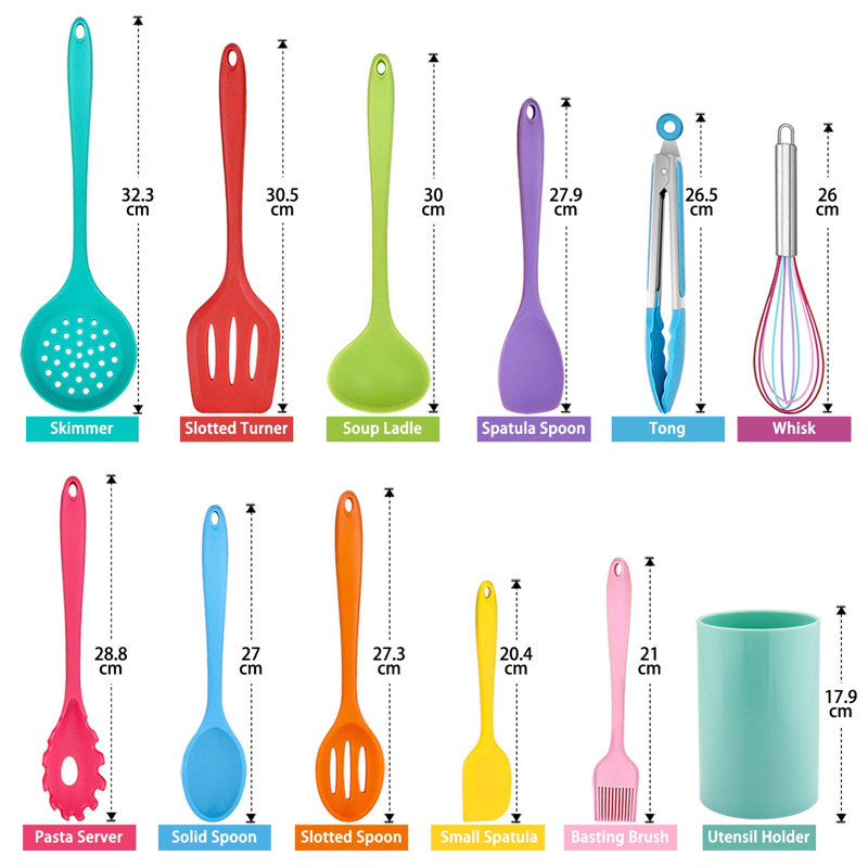 Ebern Designs Jaciya 12 Utensil Set, Red/Blue/Yellow