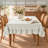 100% Linen Solid Tablecloth with Ruffle Edge-423179689