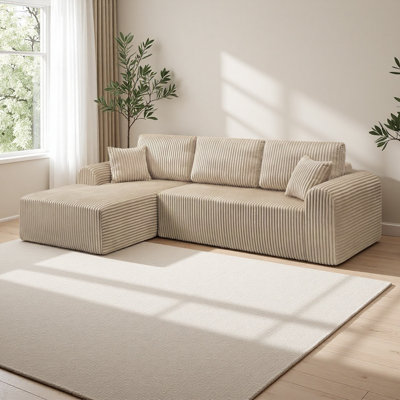 Tissu modulaire en velours côtelé de 109 po x 69 po sans assemblage de canapé modulaire en forme de L Boneless 109 po. Aucun assemblage requis. Capacité de 1400 lb pour le salon.