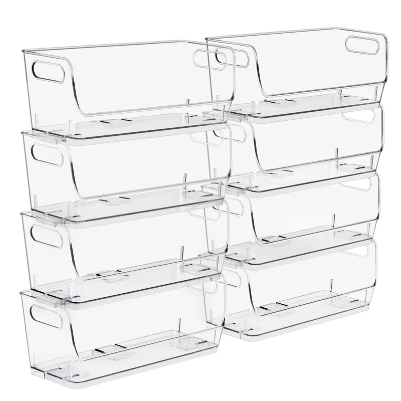 Sorbus Stackable Storage Bins Open Front, Clear Stackable Storage Bins, Pantry Bins for Storage and Organization, Acrylic Stackable Bins for Kitchen, Clear Pantry Organizer Bins (Small Narrow)