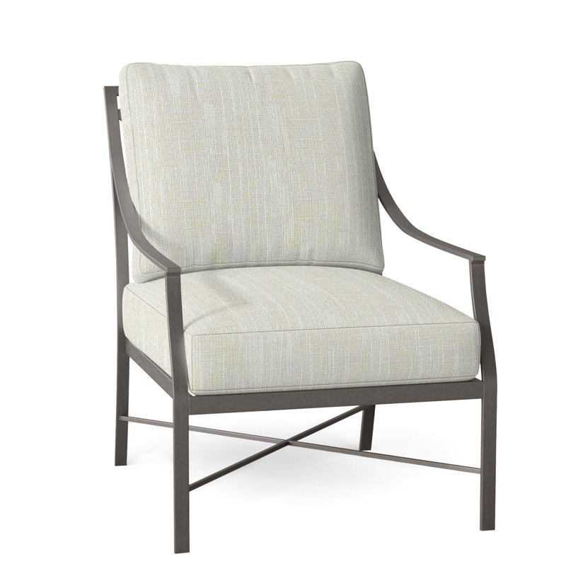 Fauteuil en aluminium Monaco - gris ardoise, Gris ardoise, Pas de soudure, InsideOut® Rollo ‑ lin crème