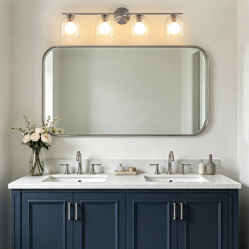4-Light Dimmable Aluminum Vanity Light, Brushed Nickel